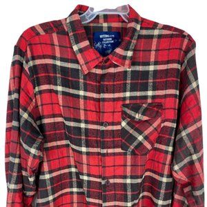 XL Men's Flannel button up RED/Brown MAKE OFFER NOW